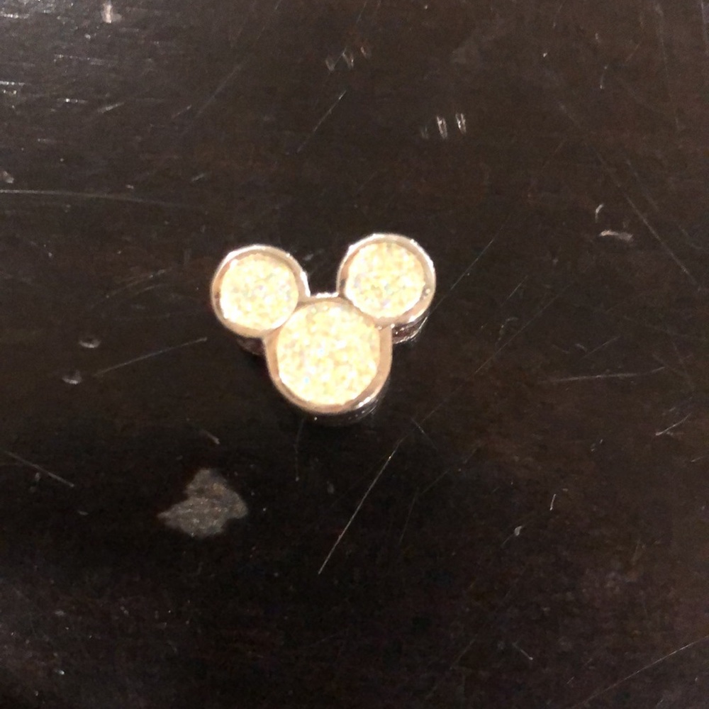 Official Disney Charm Mickey Mouse’s Outline White Silver and Sparkly